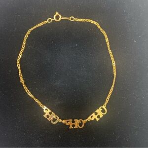 Vintage NOS Avon Ho-Ho-Ho Anklet Gold Tone 1988 Christmas 9”